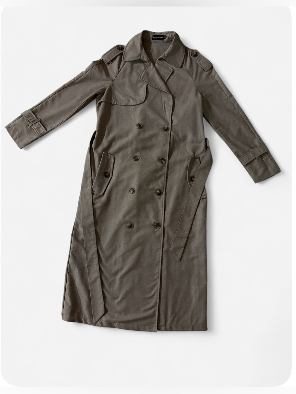 PrettyLittleThing Olive Double-Breasted Trench Coat